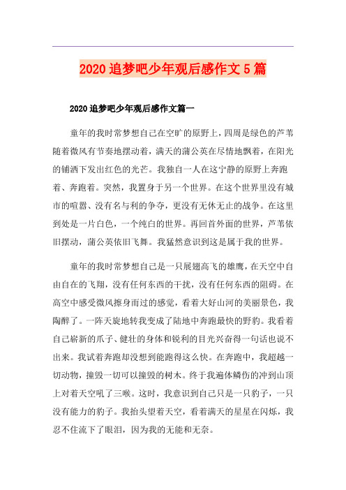 追梦吧少年观后感作文5篇