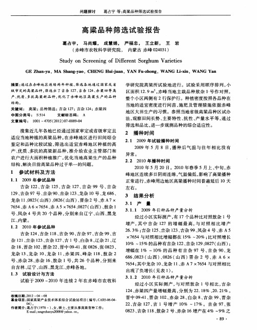 高粱品种筛选试验报告