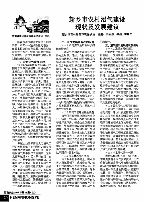 新乡市农村沼气建设现状及发展建议