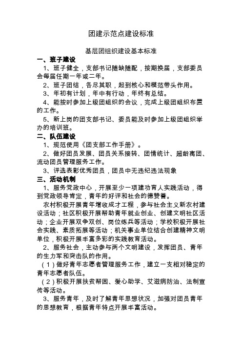 团建示范点建设标准