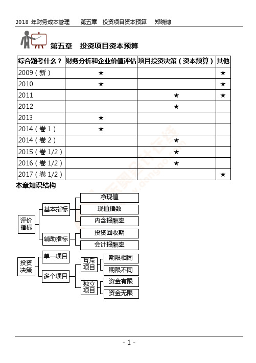 注会财管郑晓博基础班 第05章 投资项目资本预算(手机版)