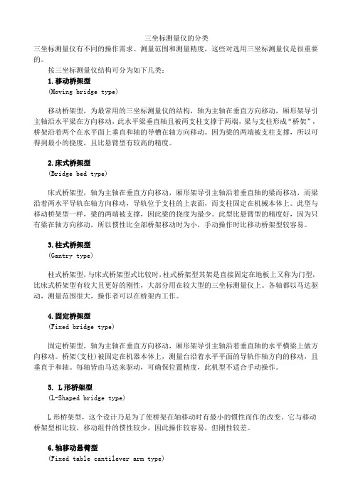 三坐标测量仪的分类