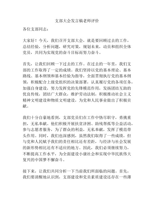 支部大会发言稿老师评价