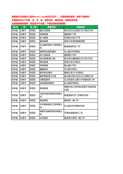 2020新版吉林省长春市双阳区装修公司工商企业公司商家名录名单联系电话号码地址大全21家