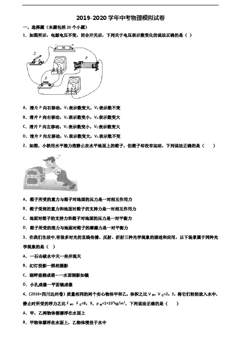 海南省海口市2019-2020学年中考物理复习检测试题