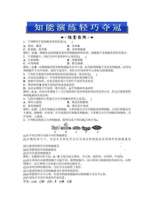中图版生物必修1：第一单元 第二章 第二节 知能演练轻巧夺冠