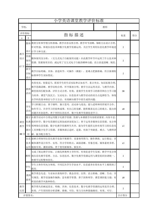 (完整)小学英语优质课评分标准