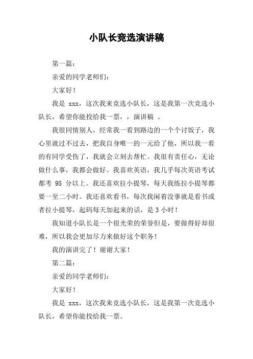小队长竞选演讲稿