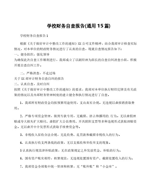 学校财务自查报告(通用15篇)