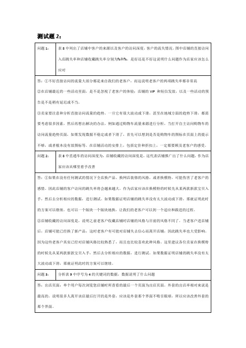 电商平台推广测试题--数据分析参考答案思路