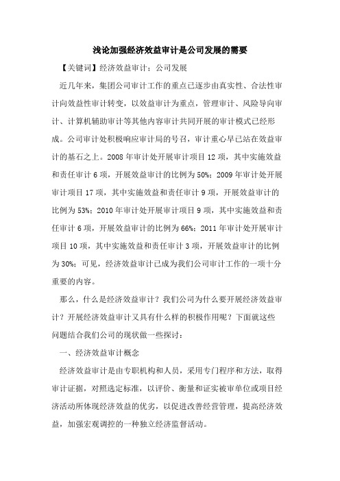 加强经济效益审计是公司发展的需要