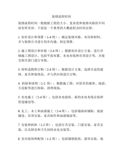 装修流程时间