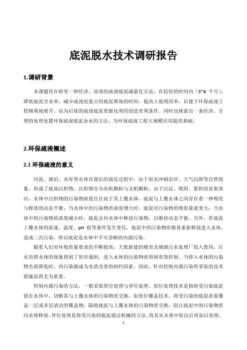 底泥脱水调研报告