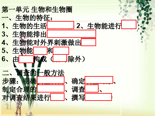 【一线精品】  初中生物七年级上册复习 最新优秀公开PPT课件