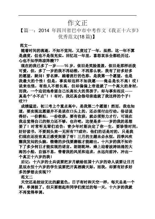 作文范文之作文正