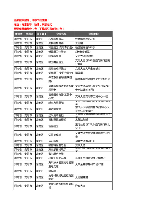 新版河南省安阳市龙安区厨卫电器企业公司商家户名录单联系方式地址大全57家
