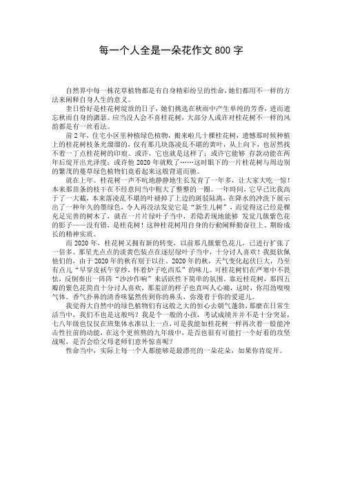 每一个人全是一朵花作文800字