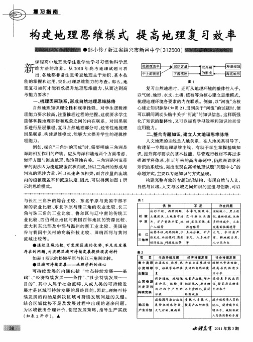 构建地理思维模式 提高地理复习效率