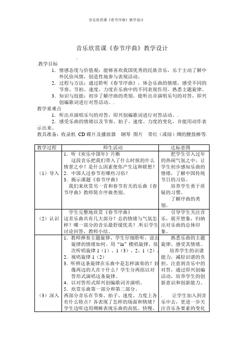 音乐欣赏课《春节序曲》教学设计