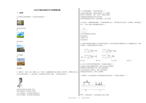 2018年湖北省武汉市中考物理试卷+答案