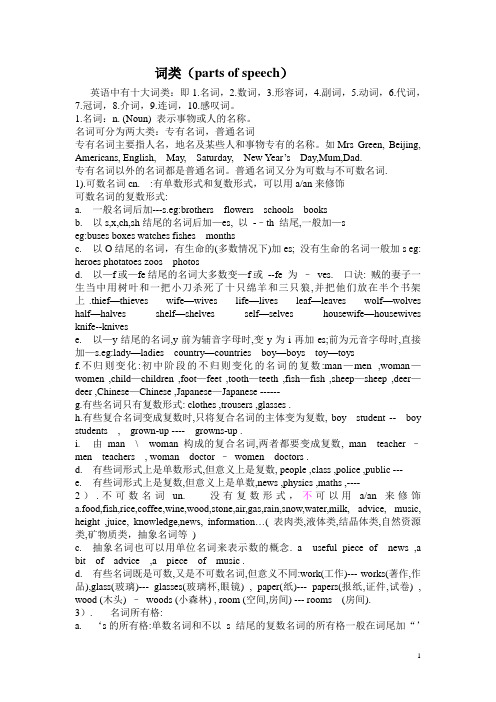 英语中词性的讲解