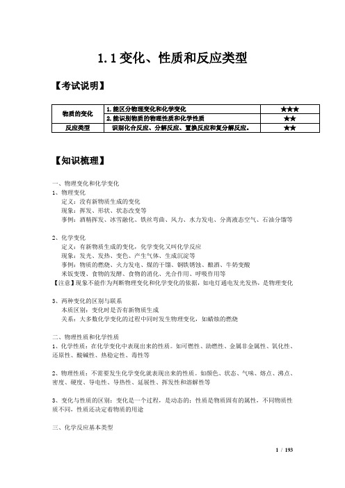 人教版初中化学全册讲义