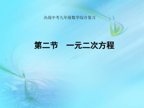 决战中考九年级数学综合复习课件  第二章 方程与不等式 第二节 一元二次方程