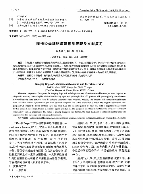 嗅神经母细胞瘤影像学表现及文献复习