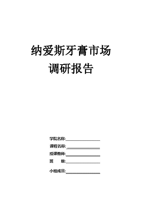 纳爱斯牙膏市场调研报告内容完整word文档