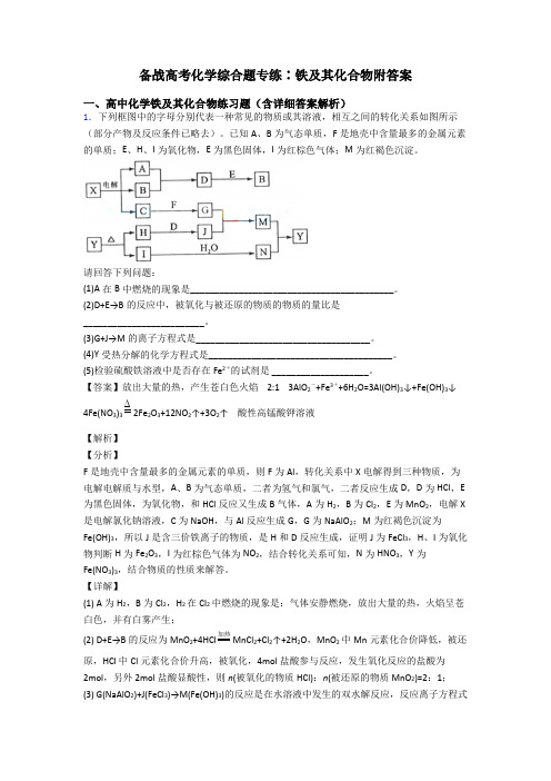 备战高考化学综合题专练∶铁及其化合物附答案