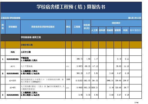 学校宿舍楼工程预(结)算报告书