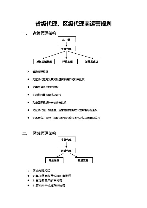 省级代理、区级代理商运营规划