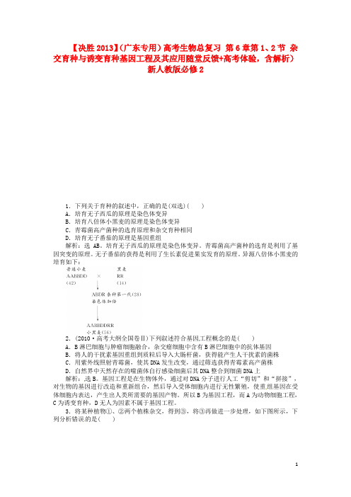 高考生物总复习 第6章第1、2节 杂交育种与诱变育种基