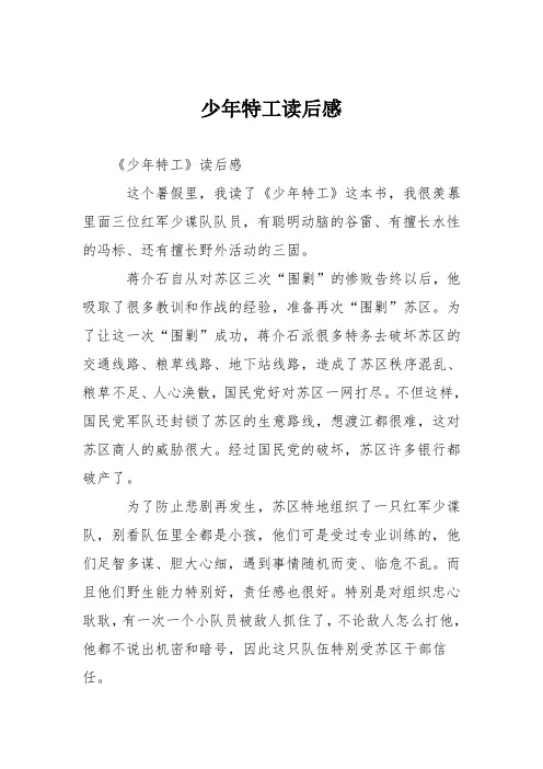 小学议论文作文：少年特工读后感0