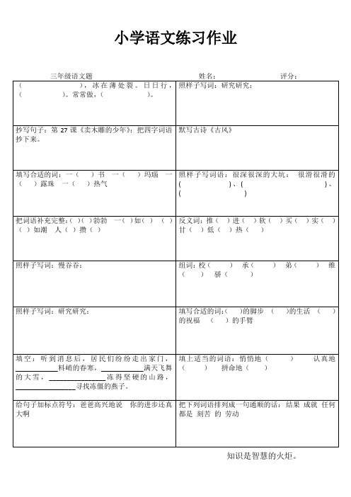 小学三年级语文综合运用III (25)