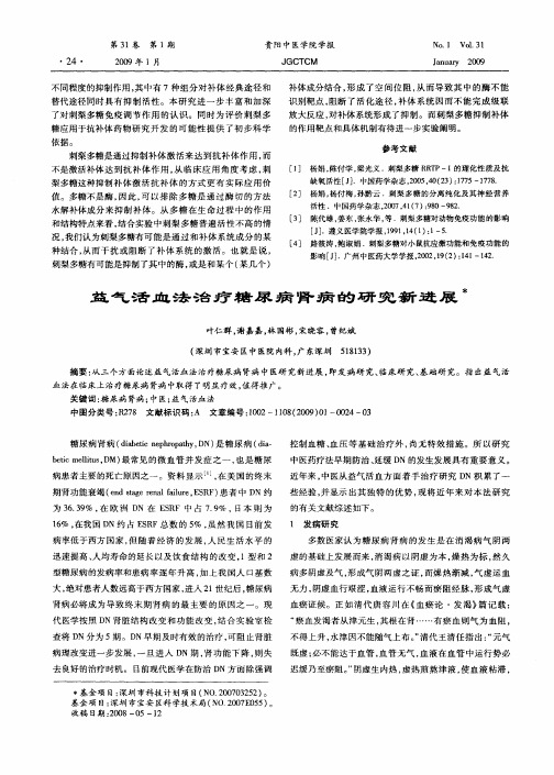 益气活血法治疗糖尿病肾病的研究新进展