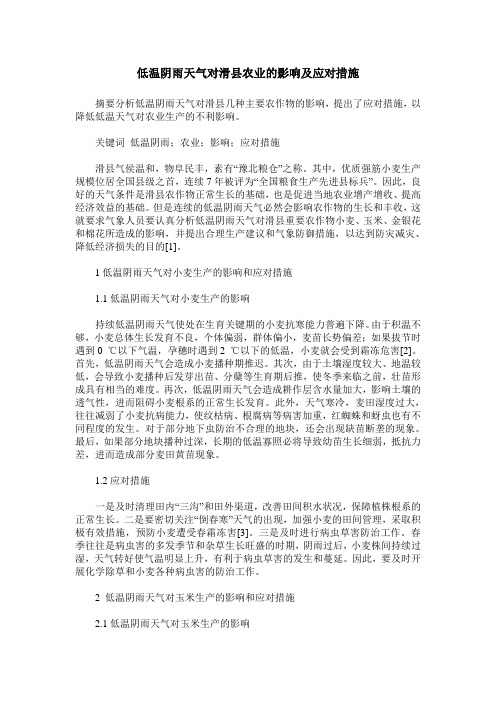 低温阴雨天气对滑县农业的影响及应对措施
