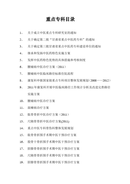 重点专科目录