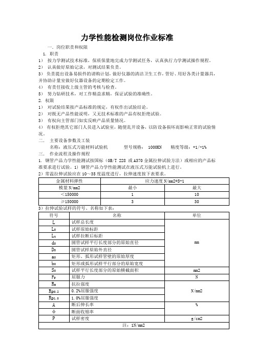 力学性能检测岗位作业标准
