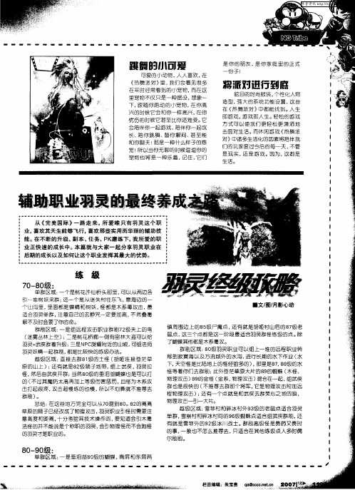 辅助职业羽灵的最终养成之路 羽灵终级攻略