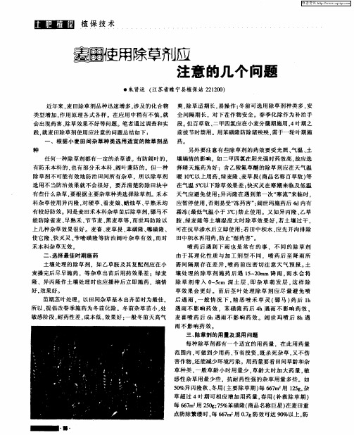 麦田使用除草剂应注意的几个问题