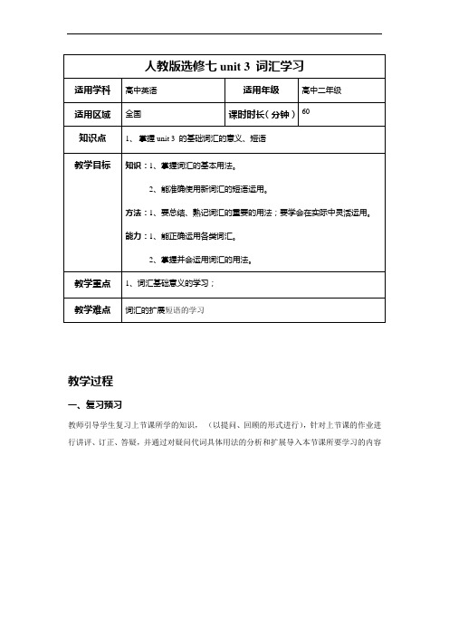 【人教版选修七】unit 3 词汇学习