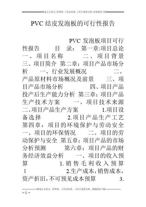 PVC结皮发泡板的可行性报告