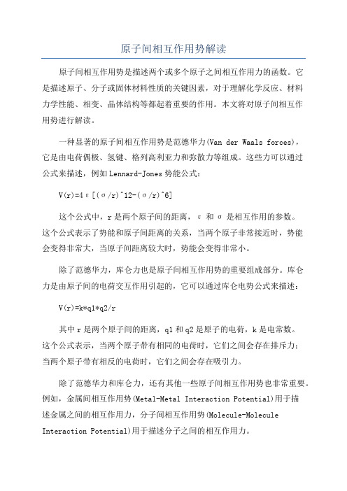 原子间相互作用势解读