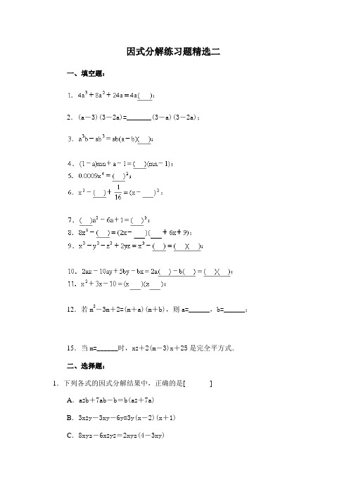 因式分解练习题精选二