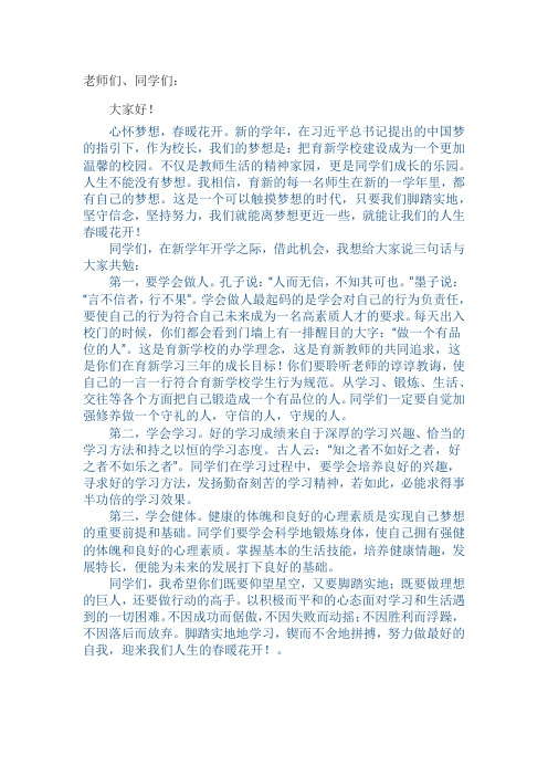 春季开学典礼   心怀梦想 春暖花开