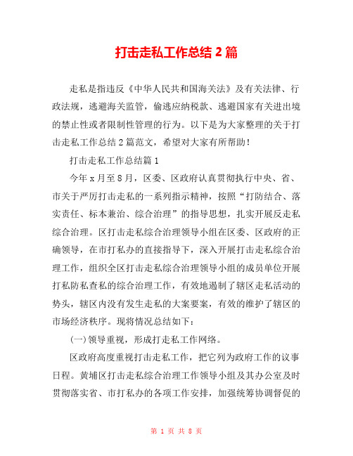 打击走私工作总结2篇