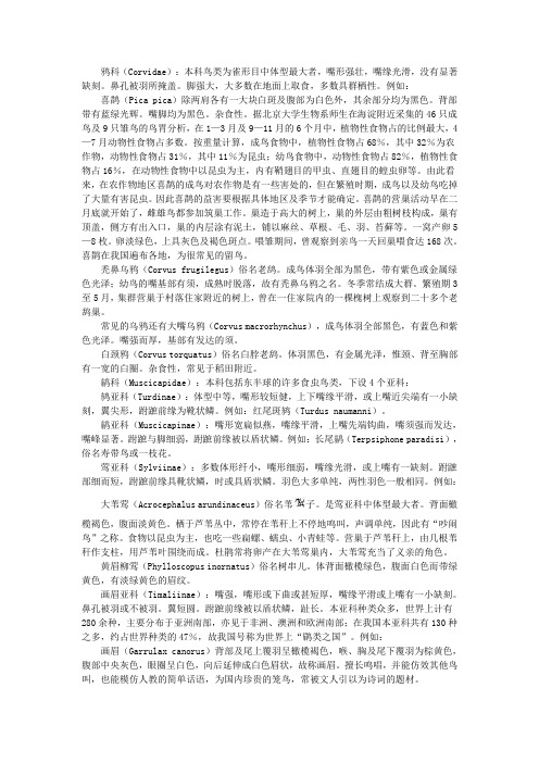 鸦科(Corvidae)本科鸟类为雀形目中体型最大者,嘴形强汇总