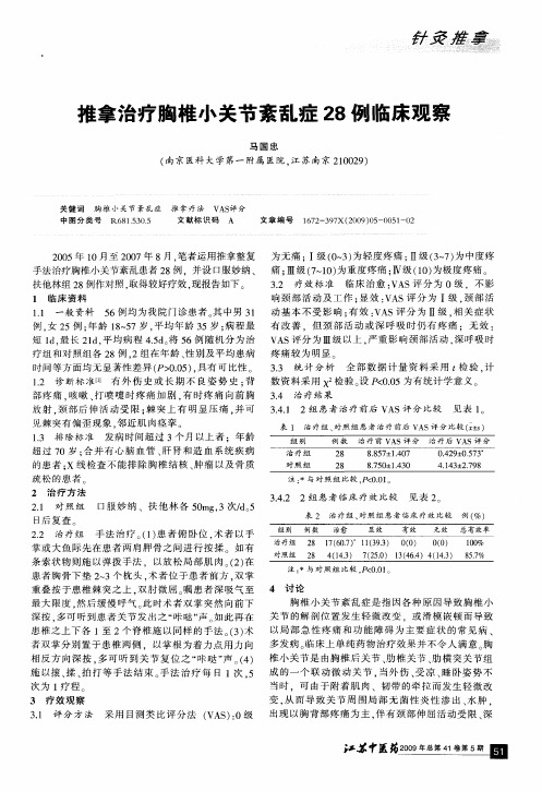推拿治疗胸椎小关节紊乱症28例临床观察