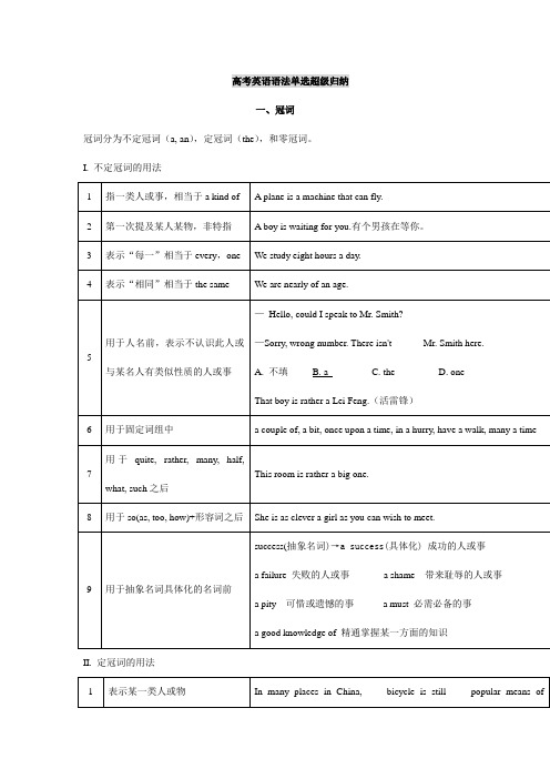 高考英语语法单选超级归纳 高考英语考点-语法-词汇复习资料